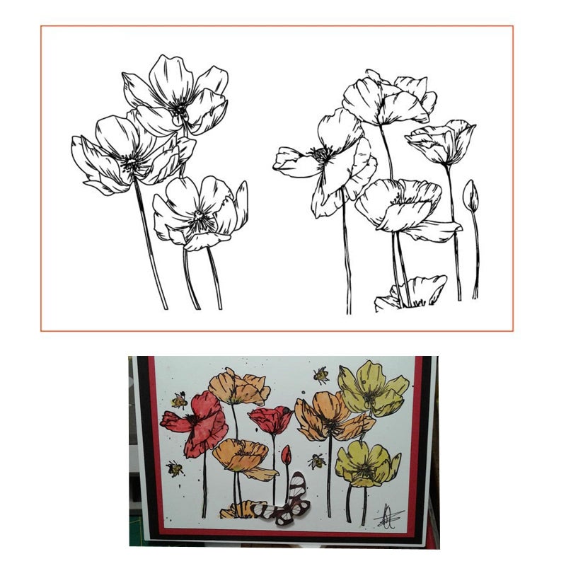 Arrietty Beautiful Blooming Poppies Poppy Flower Clear Stamps for Card Making or Journaling, Artful Sketched Flowers Rubber Stamps for Journals Albums Scrapbooking Paper Crafts Decoration - Image 2